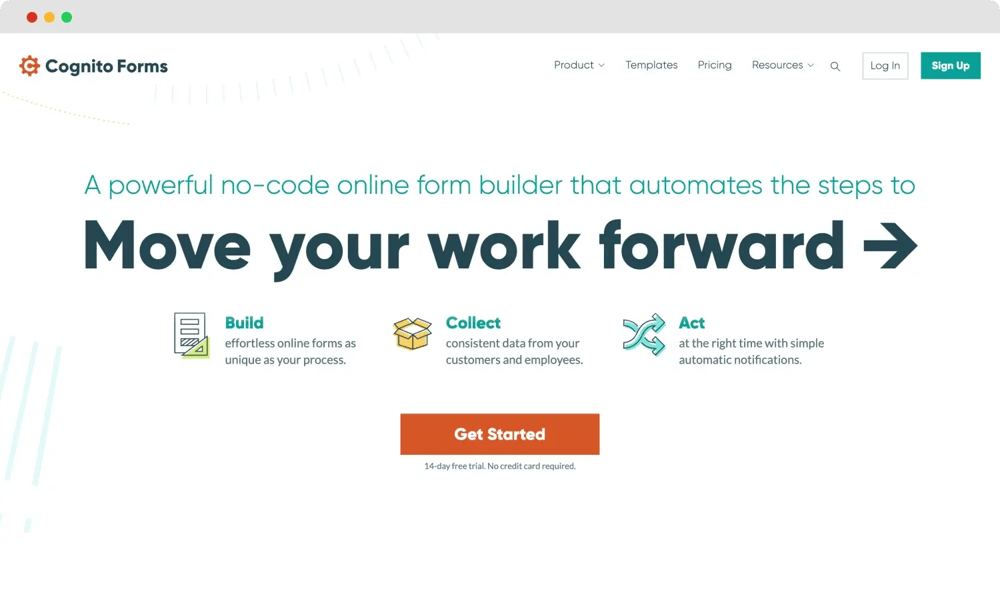 A Página Inicial do Cognito Forms