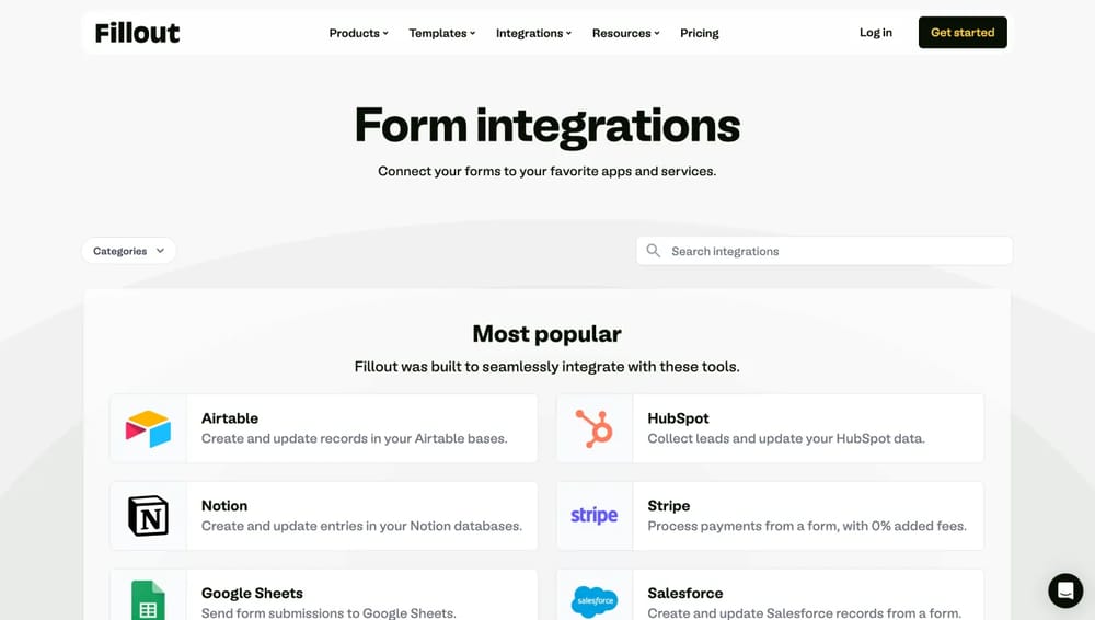 Integrations of Fillout