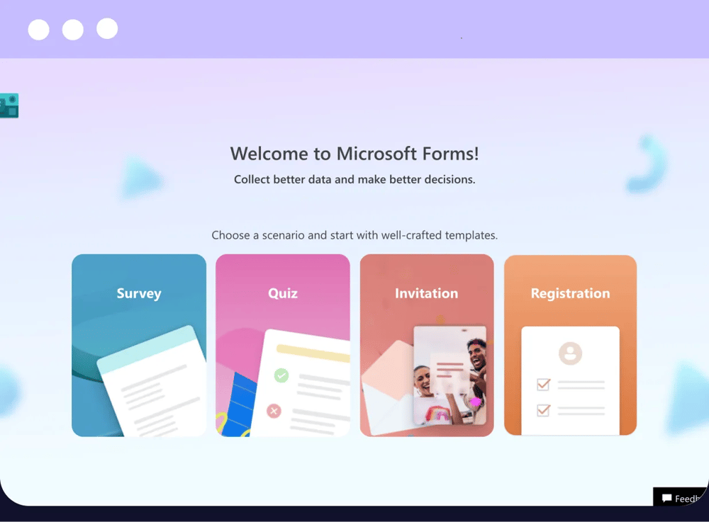 The Homepage of Microsoft Forms