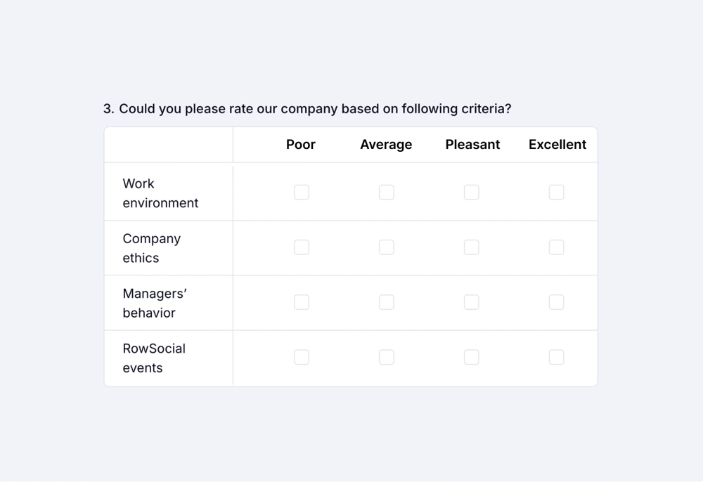 Bir seçim matrisi sorusu örneği