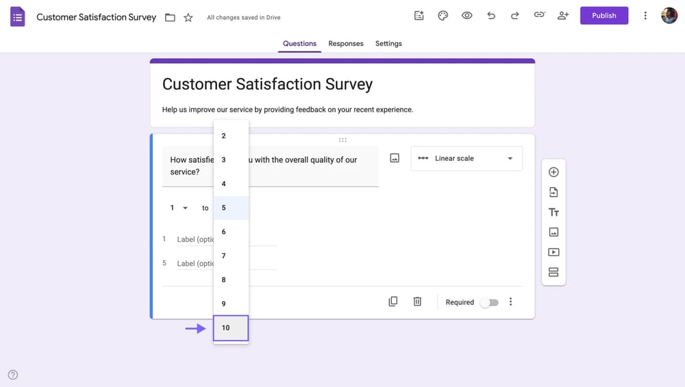 Bir lineer ölçek sorusu için bir aralık belirleyin