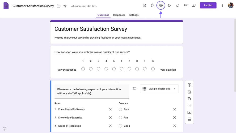 Google Form'da bir lineer ölçek sorusuna etiket eklemek