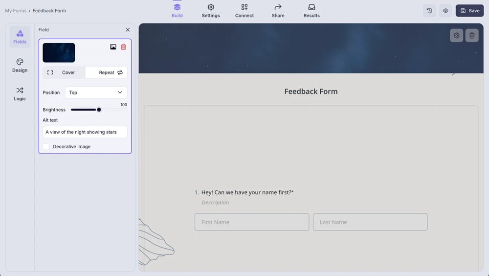 An image showing the settings you can edit to adjust your cover image