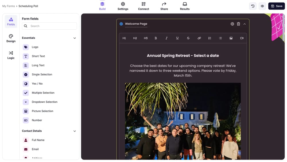 Change the title or add a welcome page