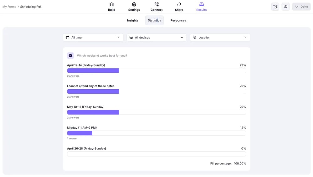 Viewing poll results on forms.app
