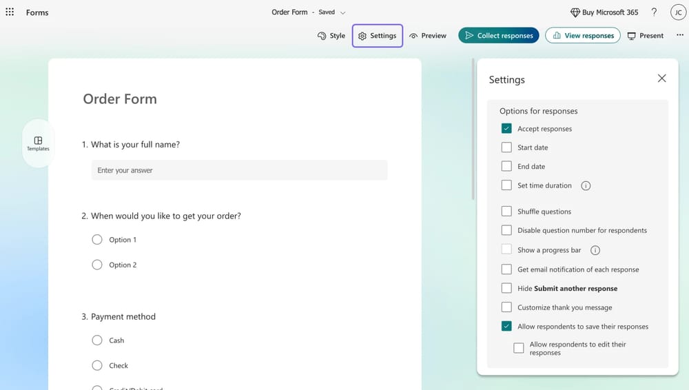 Ayarları değiştirin