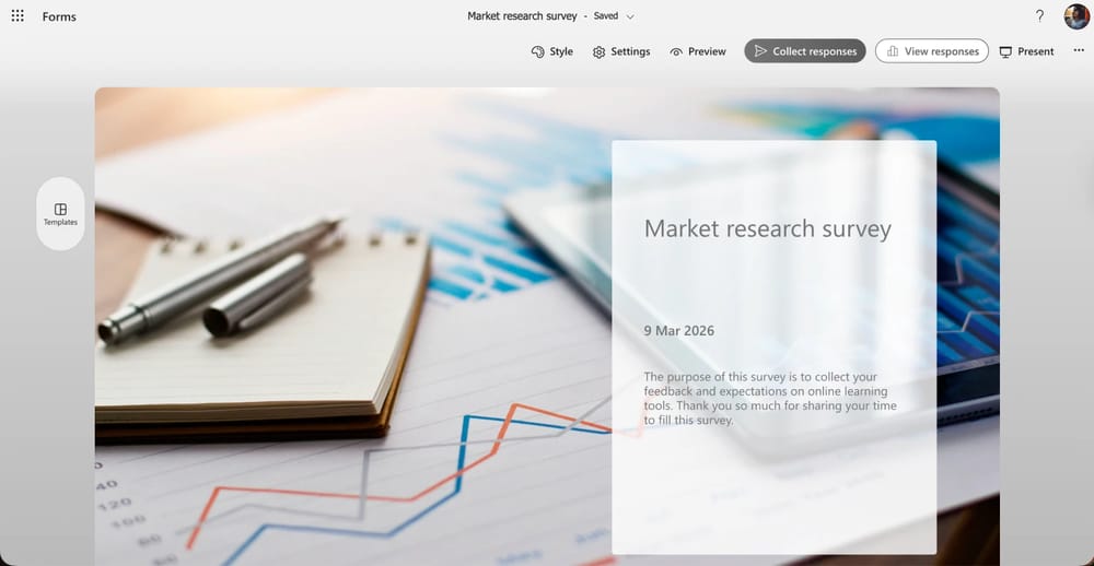 Check Market research survey of MS forms