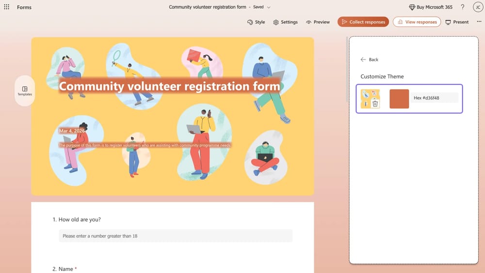 Use sua própria cor ou tema