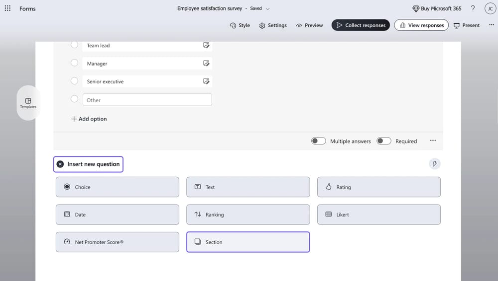 Add a Section field if needed