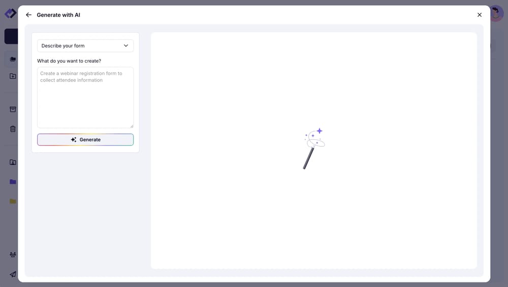Crie um formulário instantâneo com IA