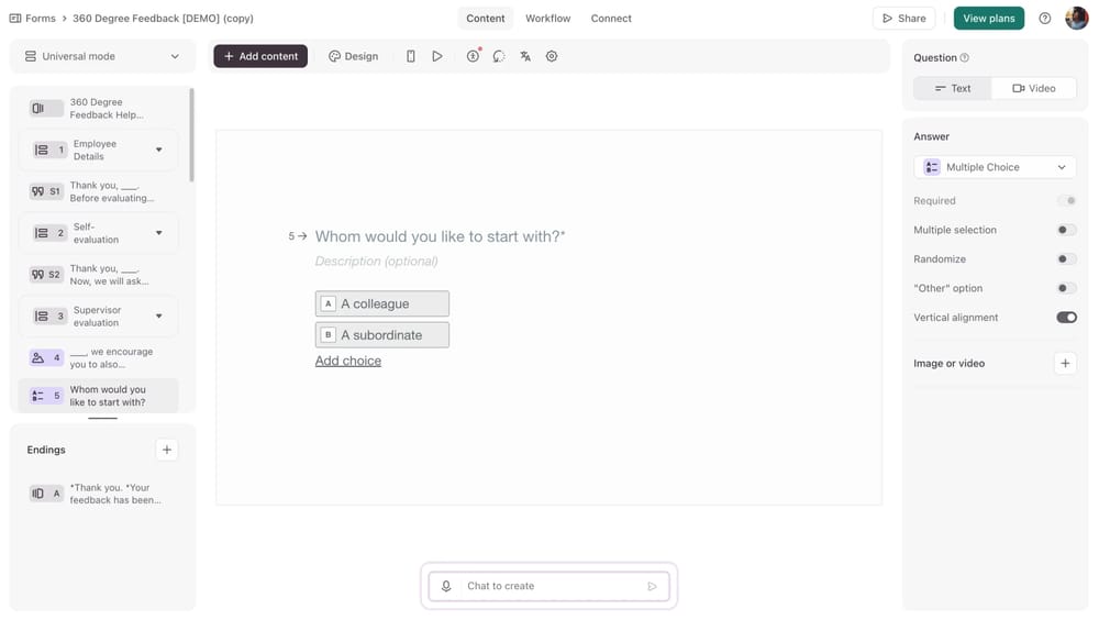 Workspace of Typeform