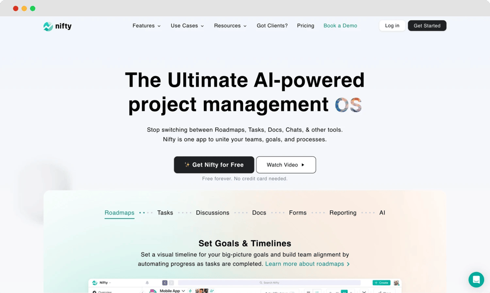 The homepage of Nifty