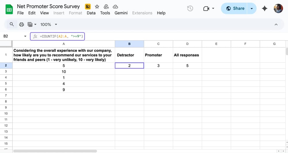 Öffnen Sie die verbundene Datenbank und berechnen Sie den NPS mit Formeln