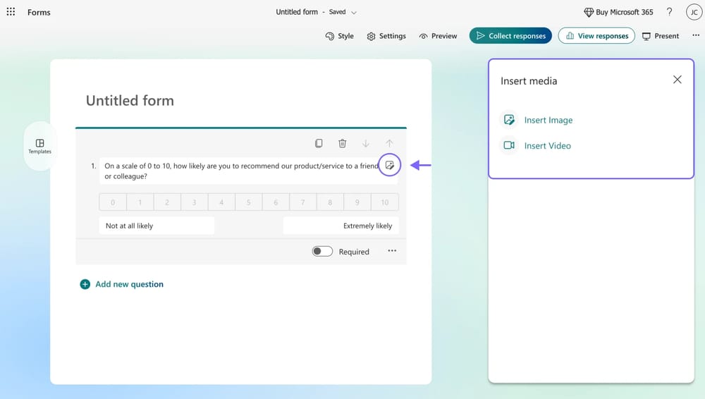 Klicken Sie auf das Bearbeiten-Symbol, um Medien einzufügen