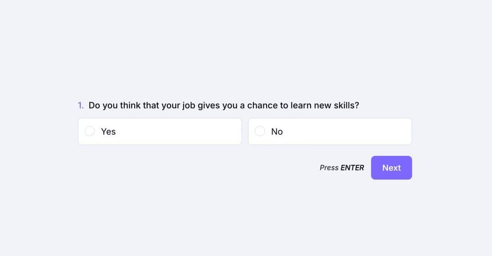 A poll question about employee satisfaction
