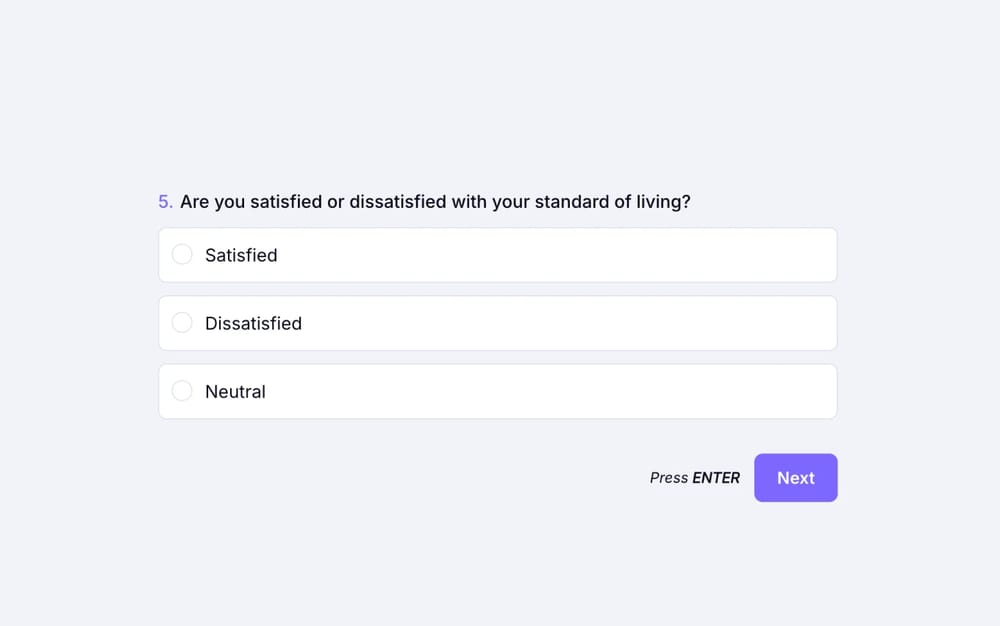 A public opinion poll question