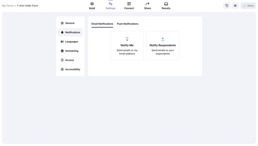 forms.app'teki form bildirim ayarları