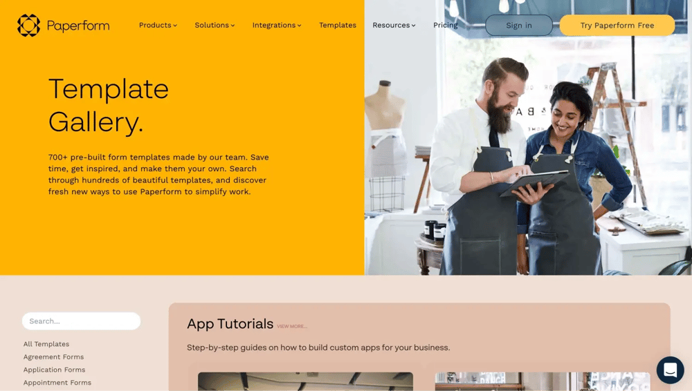 Galeria de modelos do Paperform