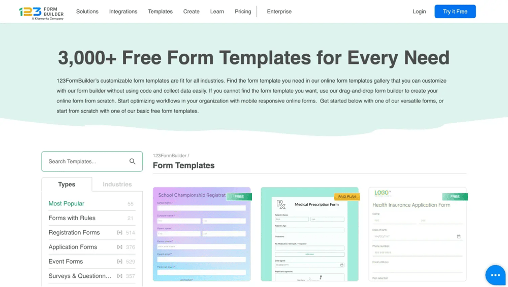 Galeria de modelos 123FormBuilder