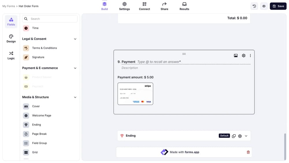 Add a payment field