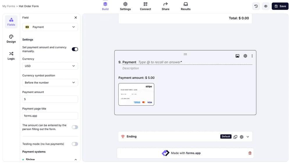 Customize the payment field