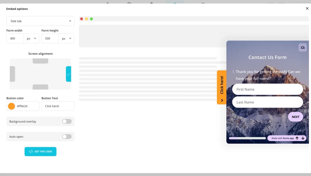 Customize the embed options