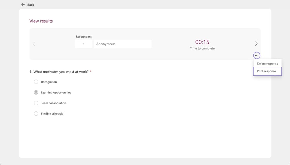 Imprimez la réponse spécifique dont vous avez besoin