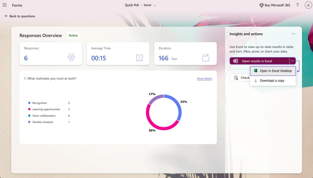 Cliquez sur « Ouvrir dans Excel »