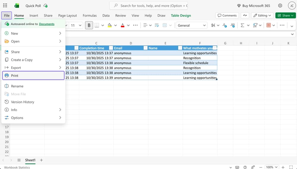 Cliquez sur « Imprimer »