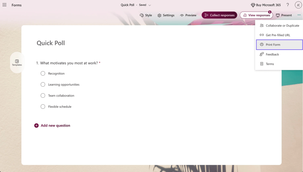 Cliquez sur « Imprimer le formulaire »