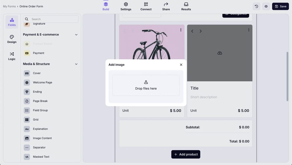 An image showing how you can add new items to your product list