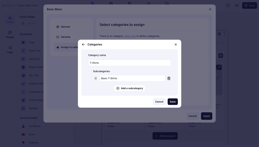 An image showing the “Category” section, where you can assign your item to the particular category you created