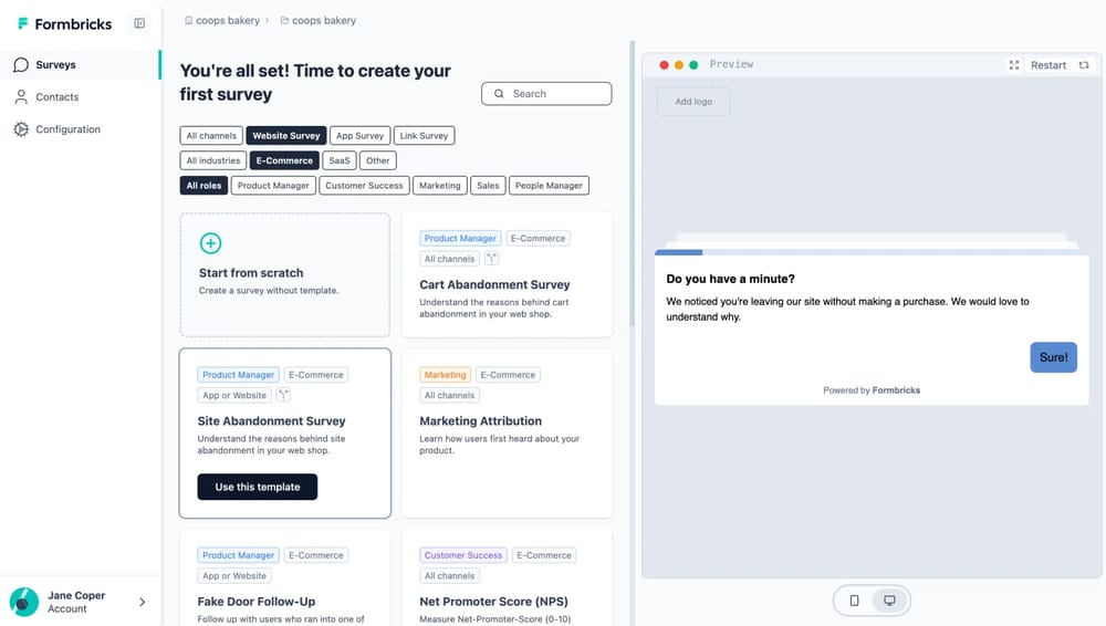 Workspace of Formbricks