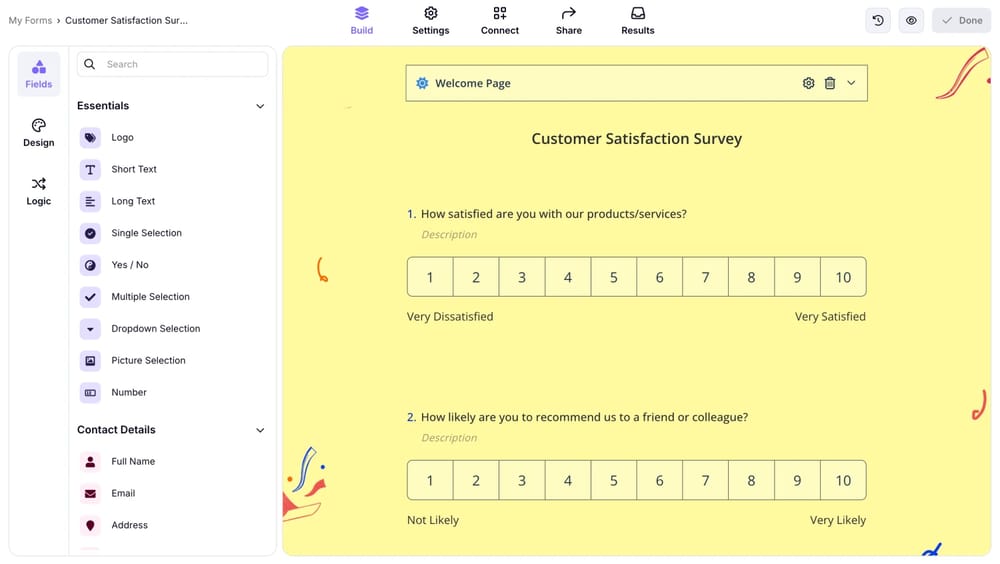 An image showing how to access the form and stay in the “Build” section