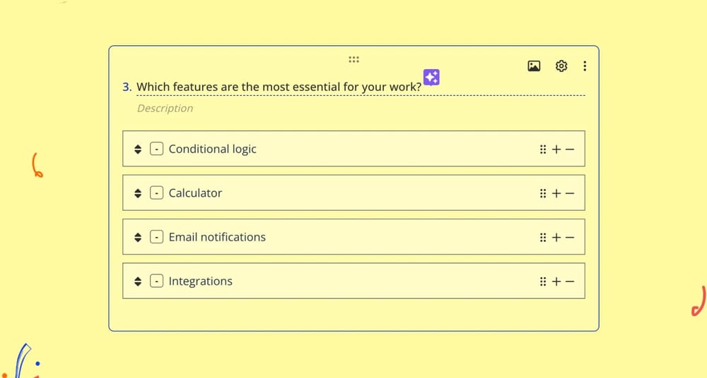 An image showing how you can add the title and options to your “Ranking field”