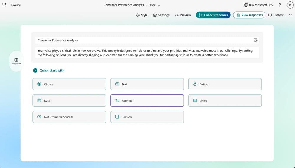 Add a ranking question