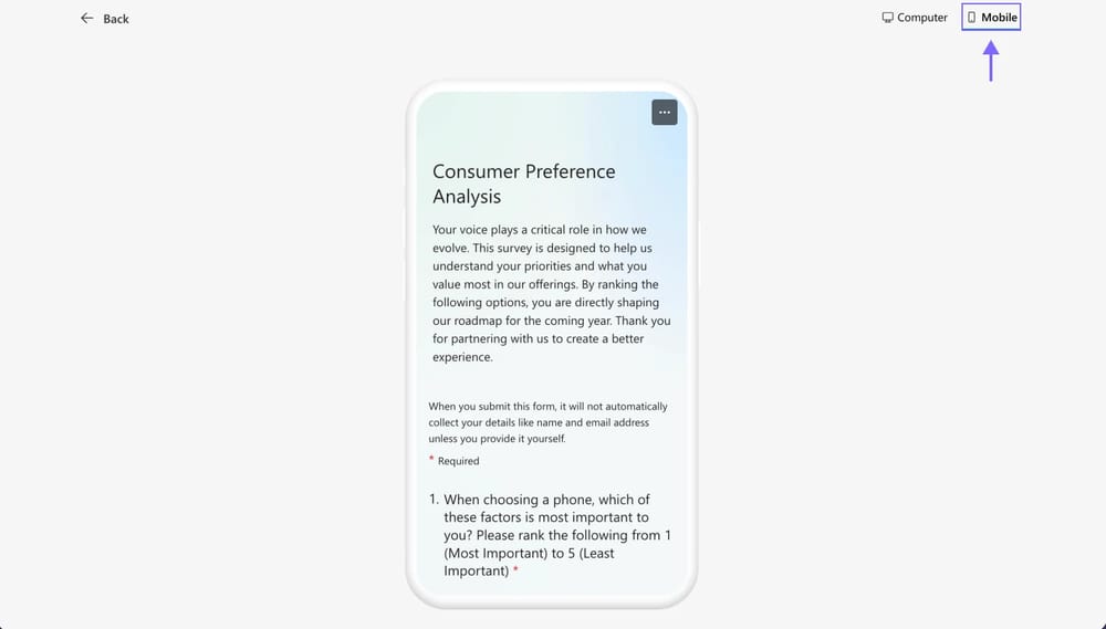 Test your ranking question