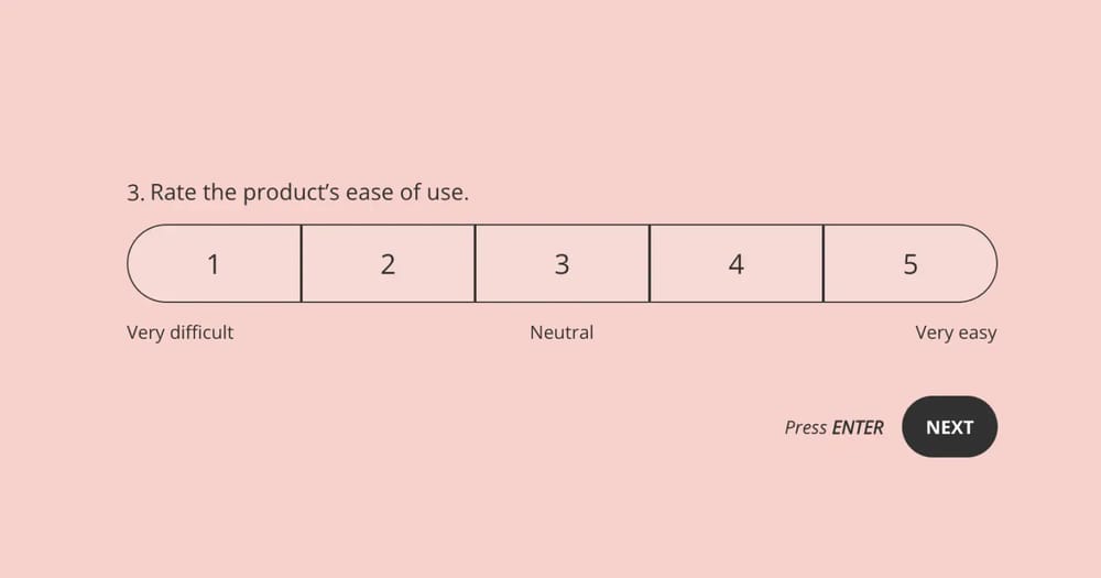 A rating question example for product feedback
