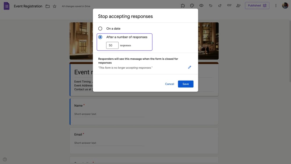 Introducir un número para el máximo de respuestas