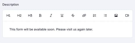 An image showing the description area, which you can customize for your users