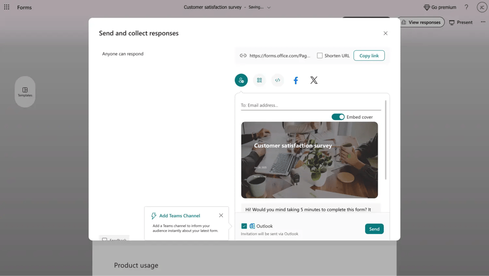 Share your MS form or quiz