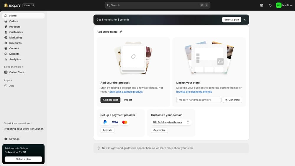 Workspace of Shopify