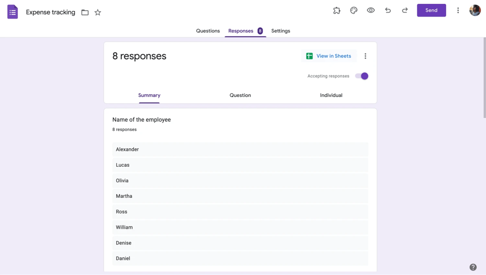 Yanıtlar sekmesini açın