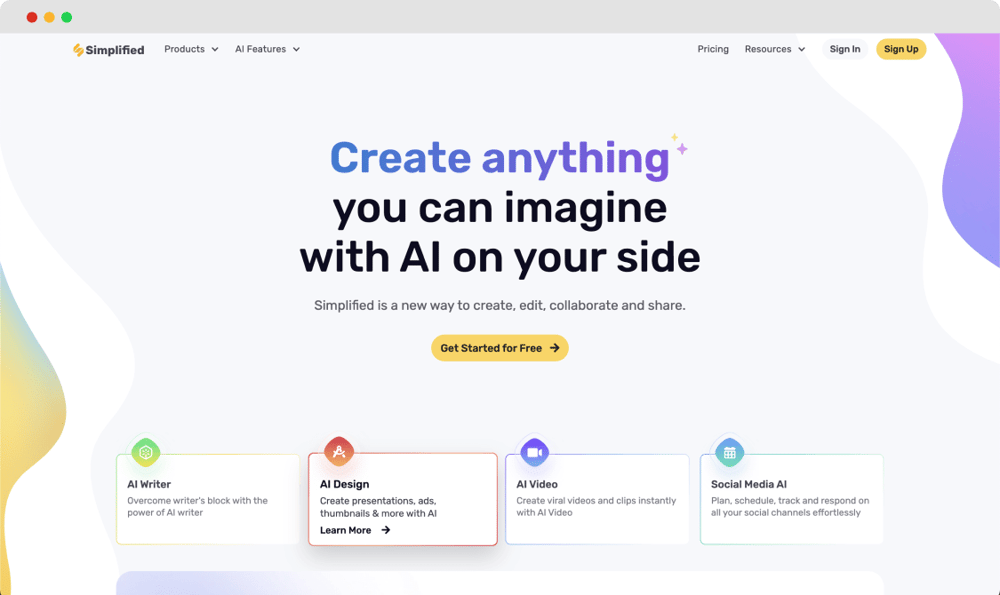 The homepage of Simplified