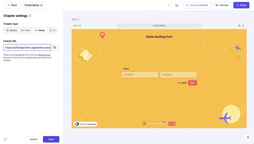 An image showing a successfully added form to your demo