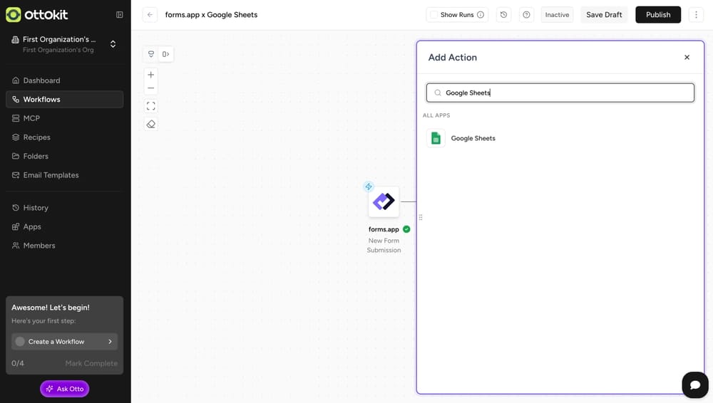 An image showing all the tools appearing from the menu, where you can select the needed platform for connection