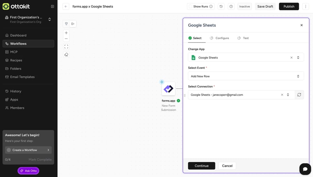 An image showing all the tools appearing from the menu, where you can select the needed platform for connection