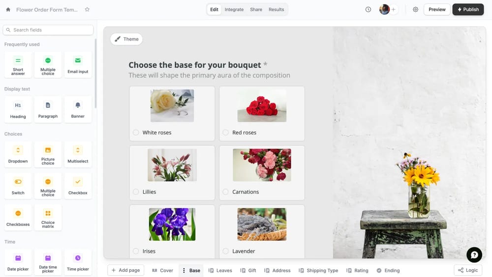 Workspace of Fillout