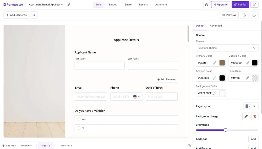 Workspace of Formester