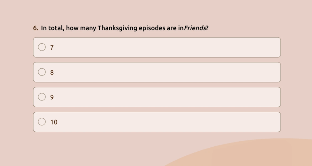 A Thanksgiving quiz question about Friends